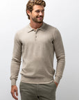 STATE OF ART PULLOVER POLO FIJN GEBREID KATOEN TAUPE