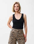 CATWALK JUNKIE TANKTOP V-NECK RIB SINGLET BLACK