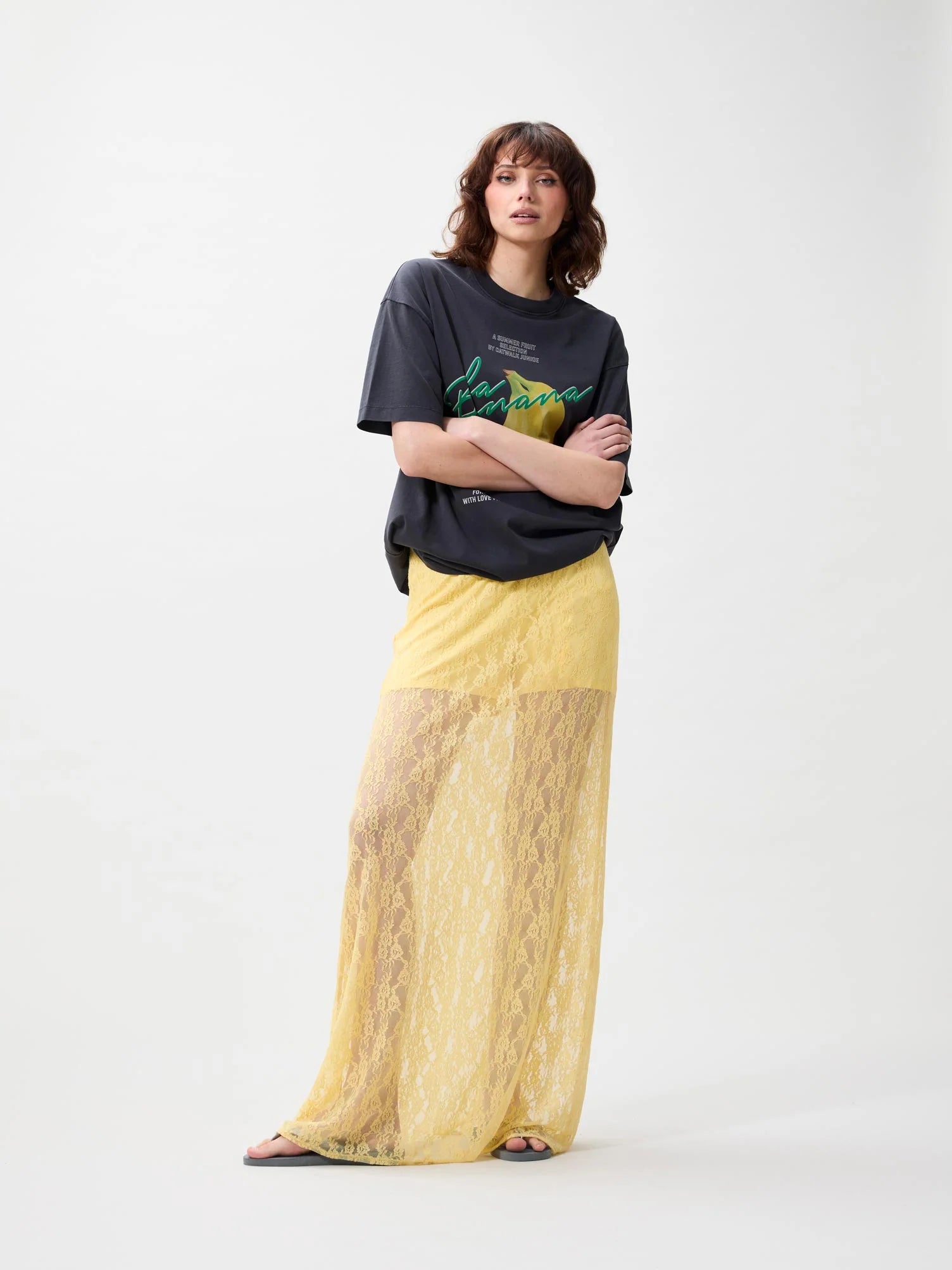 CATWALK JUNKIE ROK LACE SKIRT MELLOW YELLOW