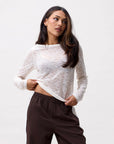 CATWALK JUNKIE TOP LACE LONG SLEEVE EGRET