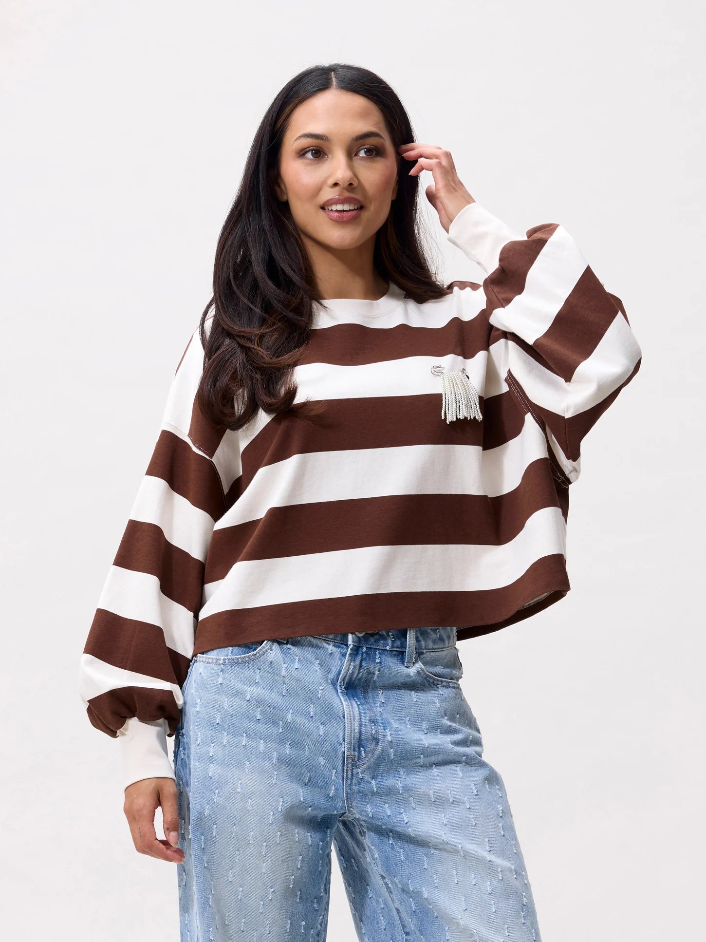 CATWALK JUNKIE SWEATER OVERSIZED STRIPED LONG SLEEVE ROCKY ROAD