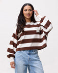 CATWALK JUNKIE SWEATER OVERSIZED STRIPED LONG SLEEVE ROCKY ROAD