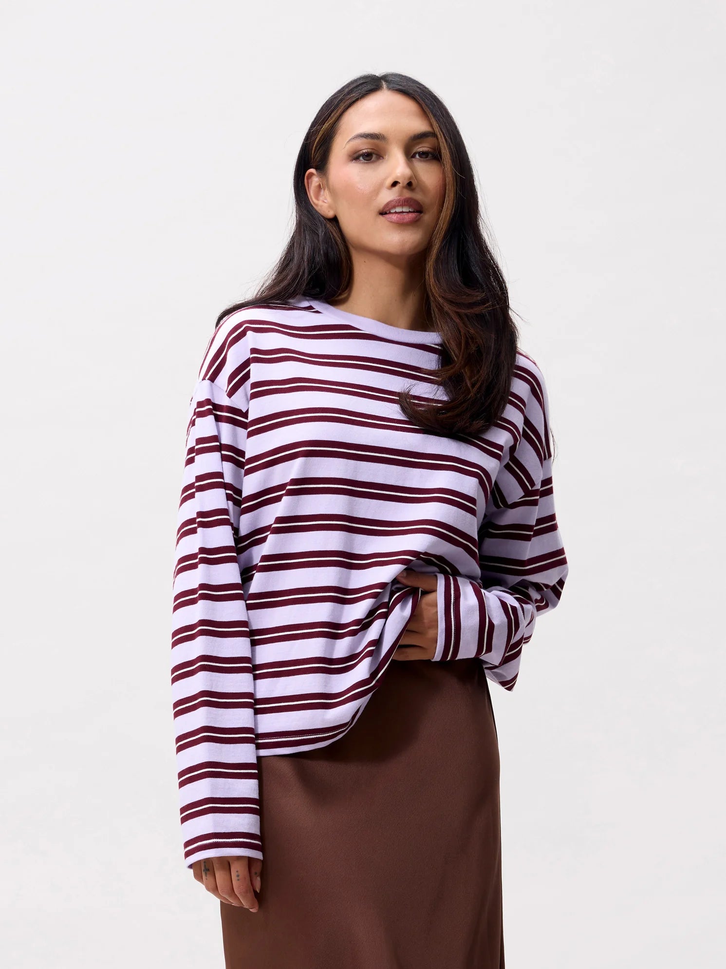 CATWALK JUNKIE SWEATER STRIPED LONG SLEEVE LAVENDER FROST