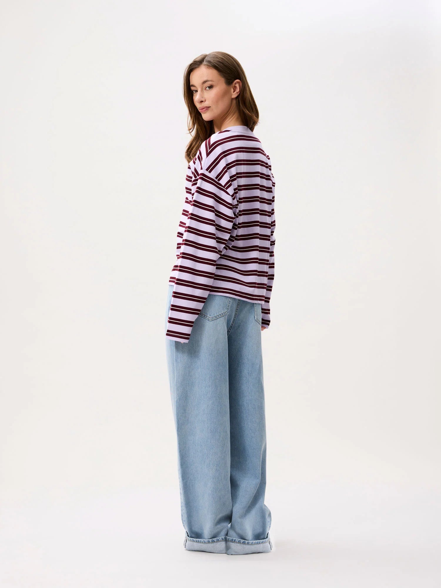 CATWALK JUNKIE SWEATER STRIPED LONG SLEEVE LAVENDER FROST