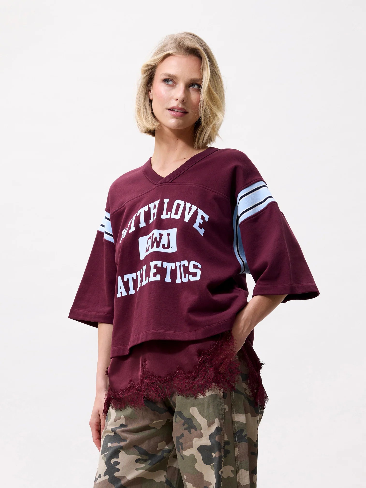 CATWALK JUNKIE TOP LACE SPAGHETTI MERLOT