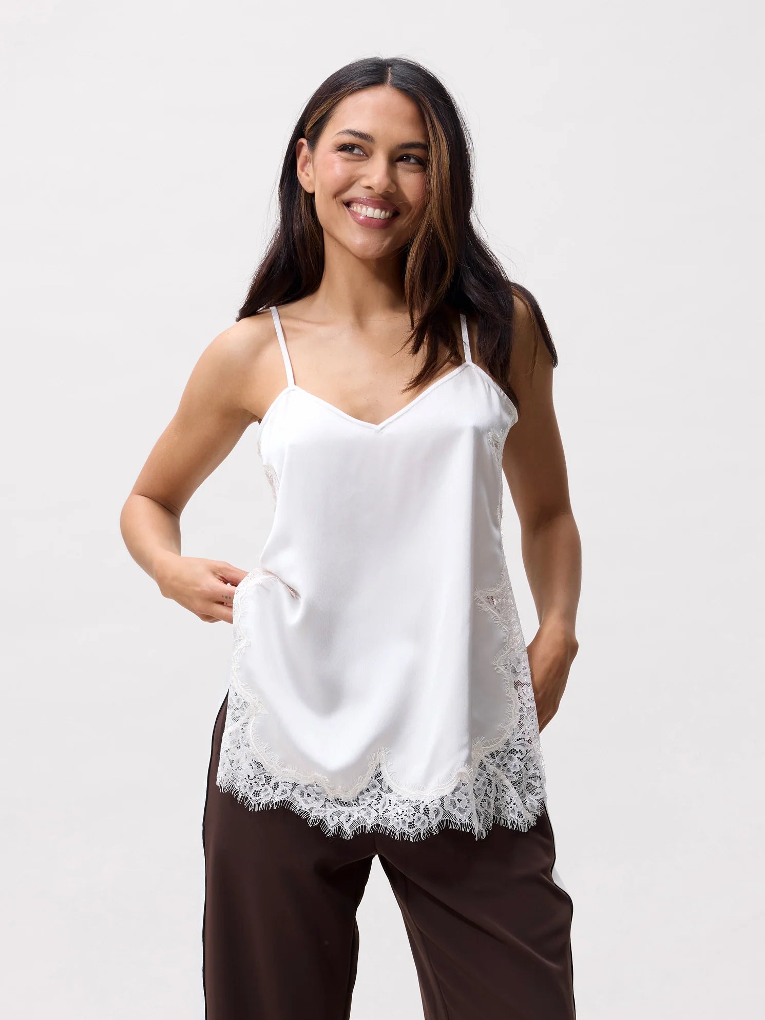 CATWALK JUNKIE TOP LACE SPAGHETTI CREAM