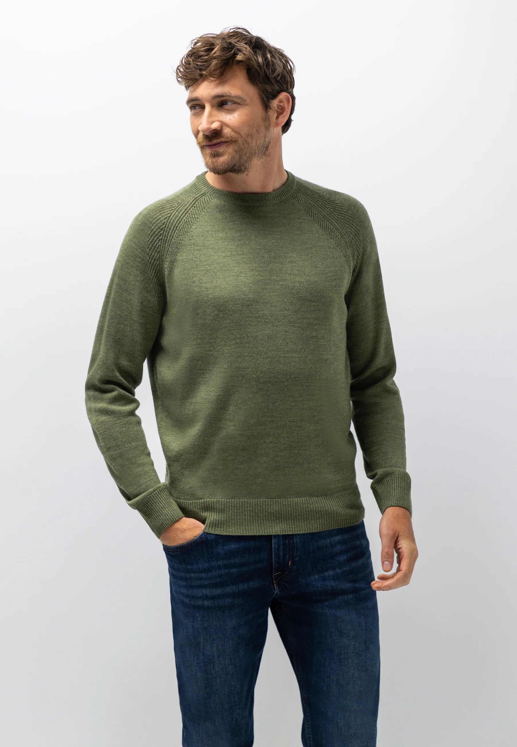 STATE OF ART PULLOVER WOLMIX RONDE HALS MOSGROEN