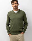 STATE OF ART PULLOVER BIOLOGISCH KATOEN V-HALS MOSGROEN