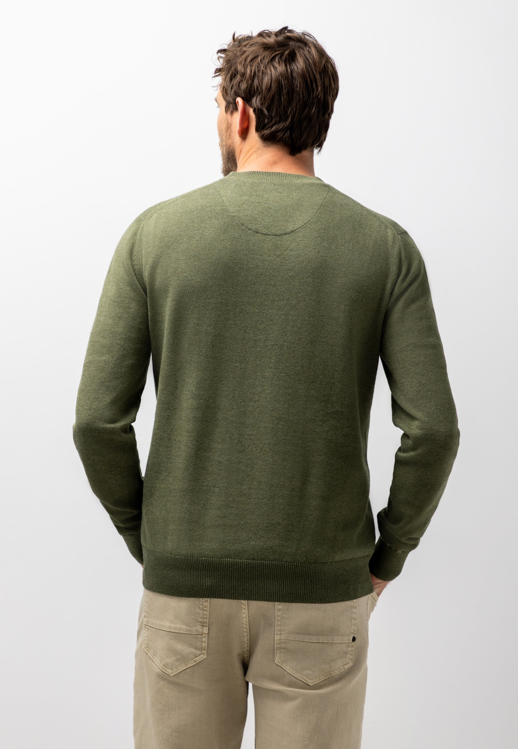 STATE OF ART PULLOVER BIOLOGISCH KATOEN V-HALS MOSGROEN