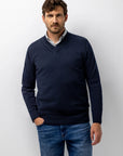 STATE OF ART PULLOVER BIOLOGISCH KATOEN V-HALS DONKERBLAUW