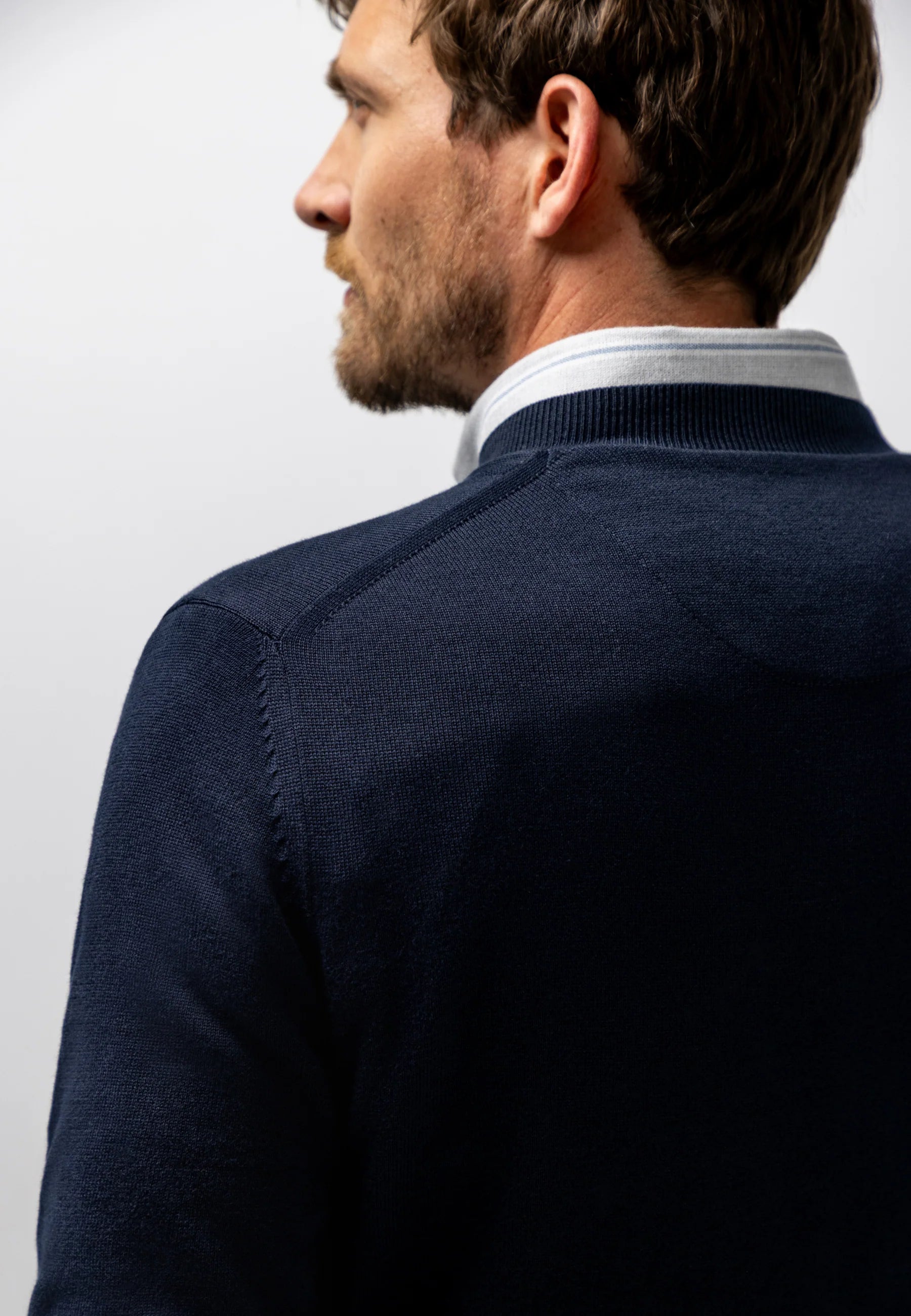 STATE OF ART PULLOVER BIOLOGISCH KATOEN V-HALS DONKERBLAUW