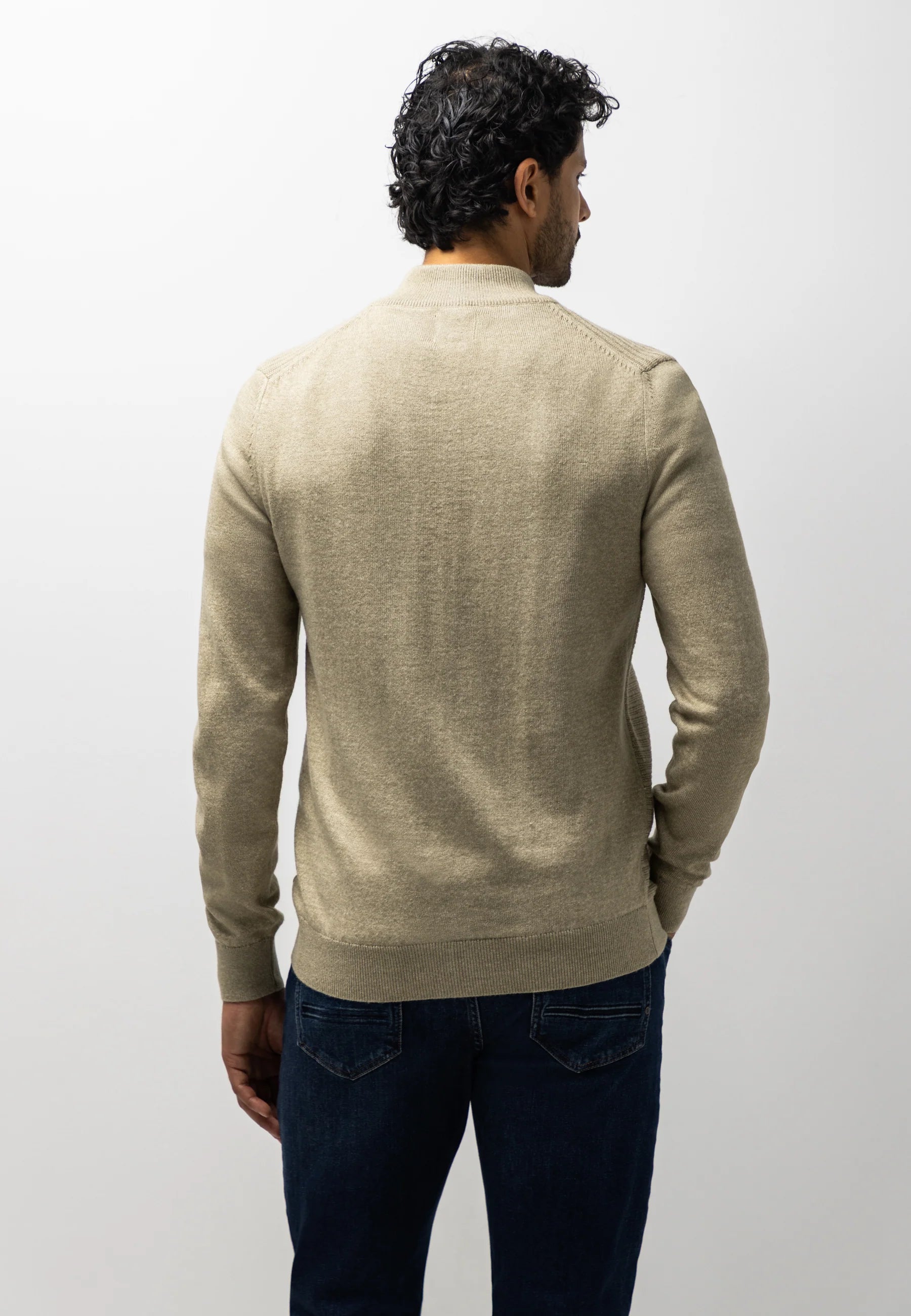 STATE OF ART VEST MET STRUCTUURPATROON TAUPE/MANGO