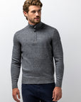 STATE OF ART PULLOVER BIOLOGISCH KATOEN HALVE RITS DONKERBLAUW/GRINT