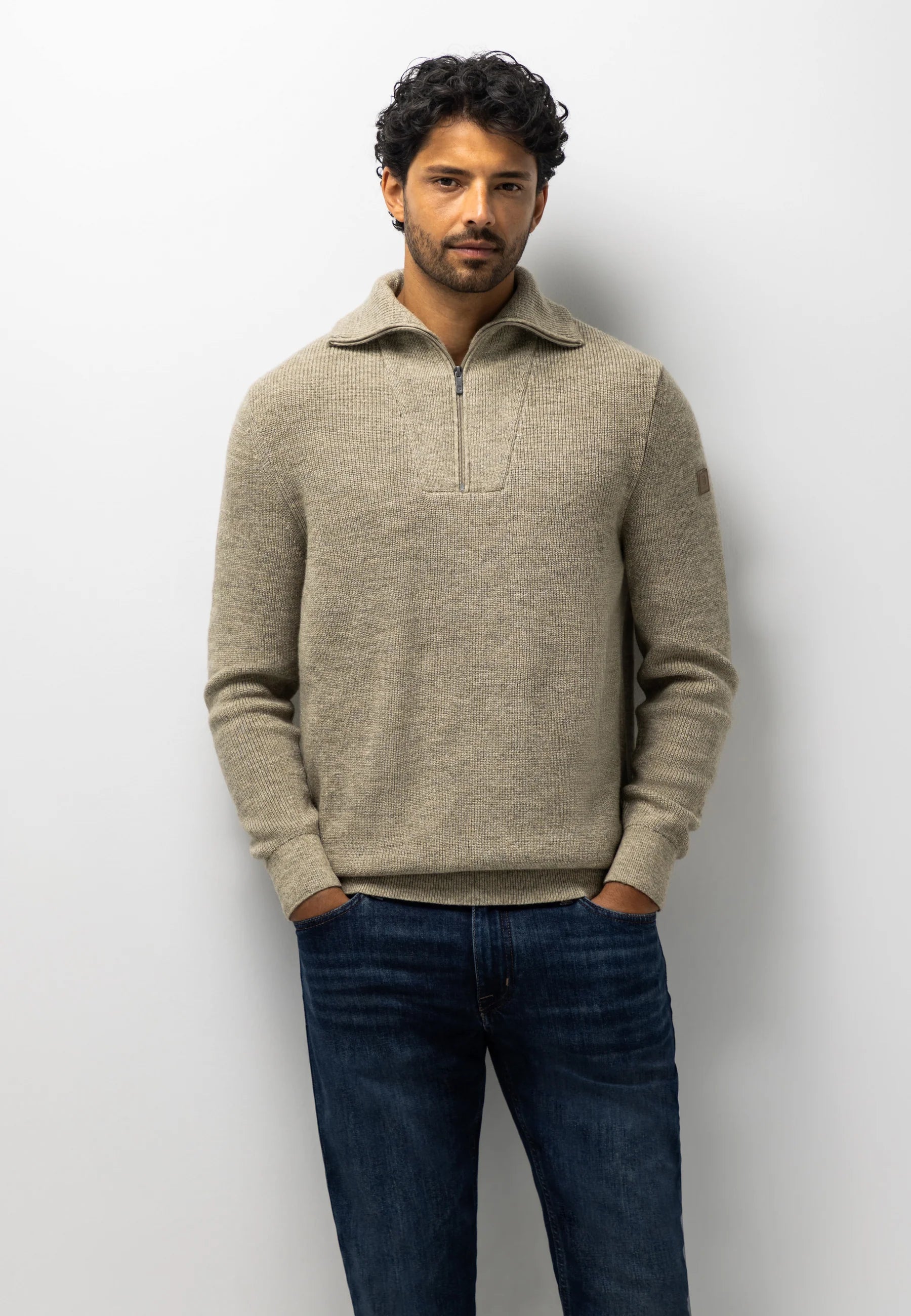 STATE OF ART PULLOVER SCHIPPERSTRUI BIOLOGISCH KATOEN TAUPE/MANGO