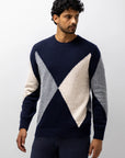 STATE OF ART PULLOVER JACQUARD LAMSWOLMIX DONKERBLAUW/GRINT
