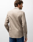 STATE OF ART OVERHEMD KATOEN VAN TWILLSTOF TAUPE/WIT