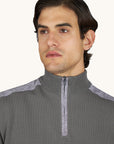 PAUL & SHARK SWEATER HALF ZIP FRESCO COTTON LINEN DETAILS MOREL