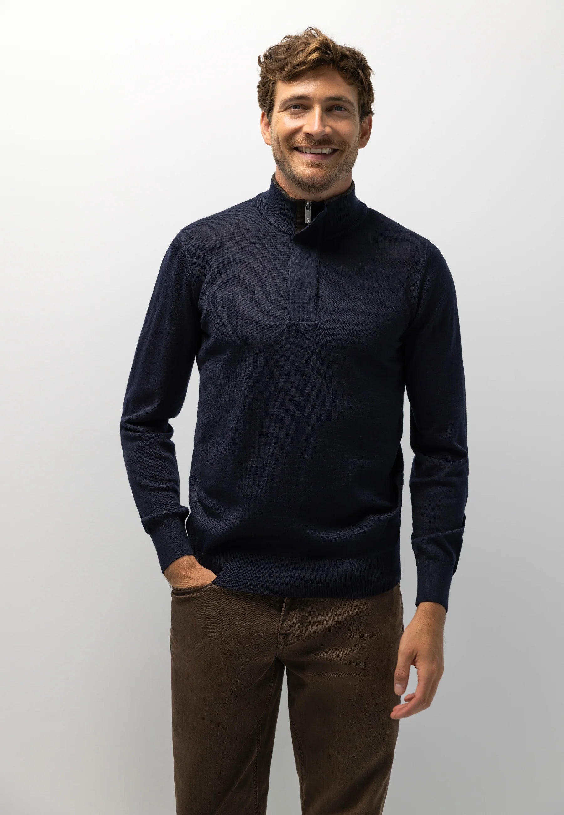 STATE OF ART ATELIER PULLOVER MET MERINOWOL DONKERBLAUW