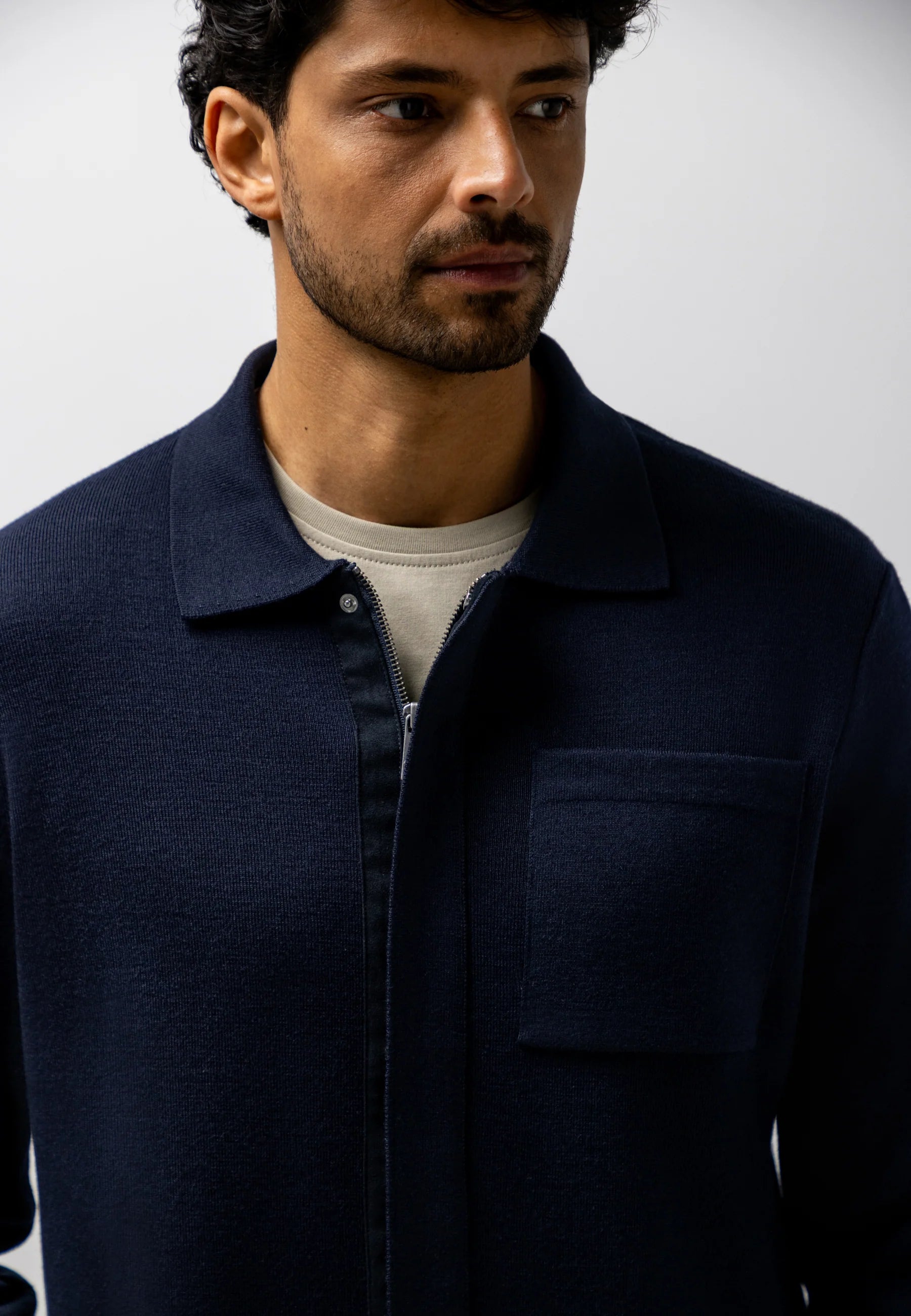 STATE OF ART ATELIER VEST GEBREID MET MERINOWOL DONKERBLAUW
