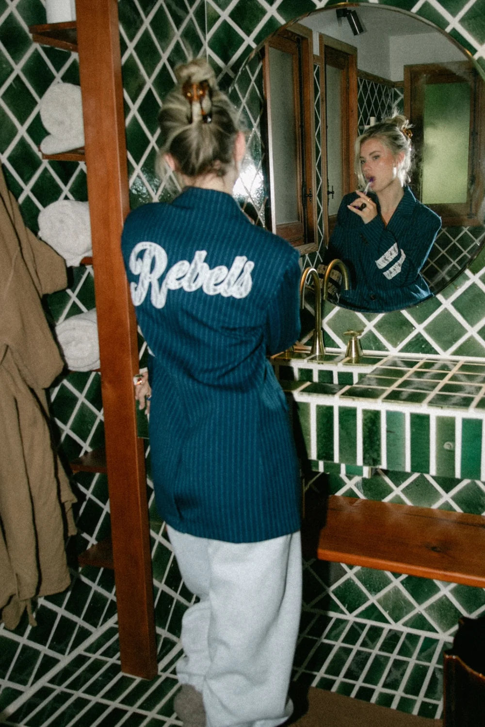 COLOURFUL REBEL BLAZER JESRA PINSTRIPE SINGLE BREASTED DARK BLUE