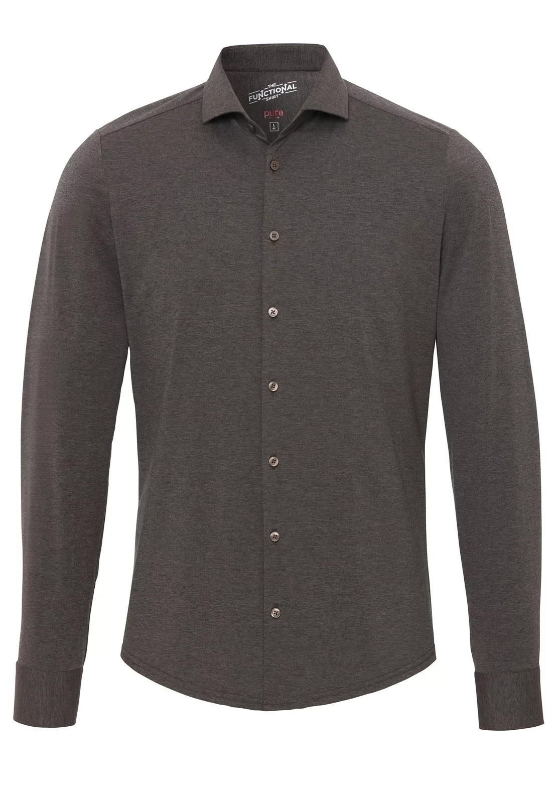 PURE H. TICO OVERHEMD THE FUNCTIONAL SHIRT DARK BROWN PLAIN