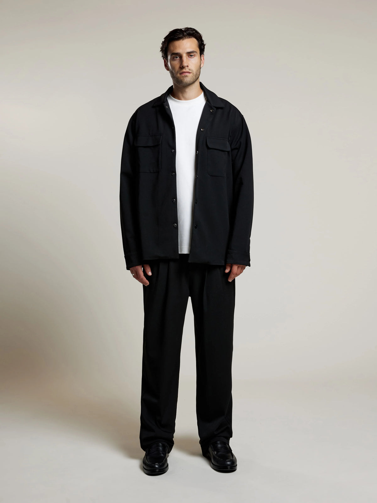 AEDEN OVERSHIRT ALBANO SHIRT BLACK