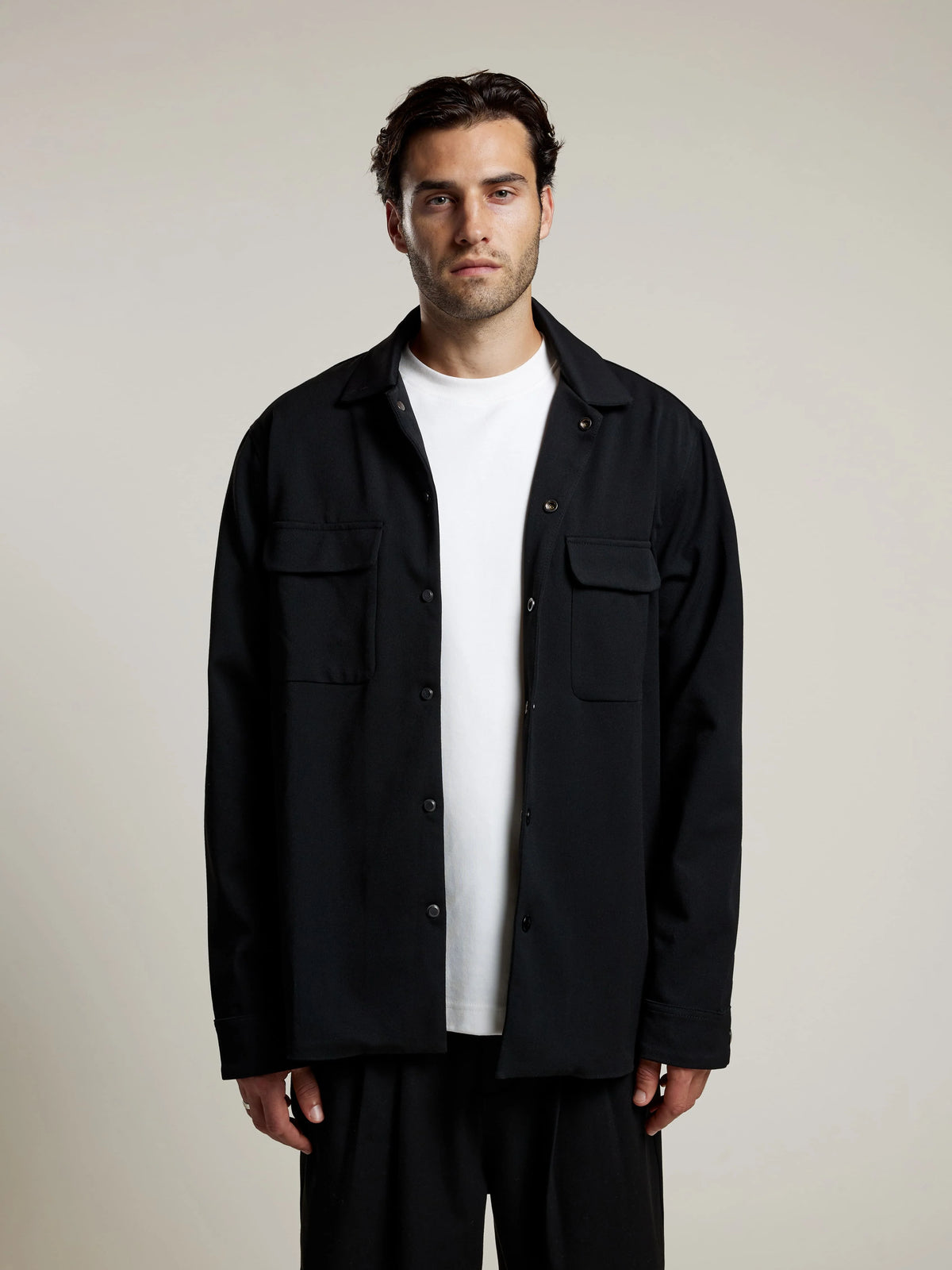 AEDEN OVERSHIRT ALBANO SHIRT BLACK