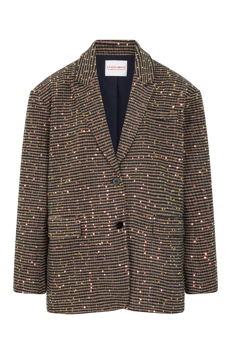 STUDIO AMAYA BLAZER MIDNIGHT PAILLETTEN OVERSIZED MULTI PRINT