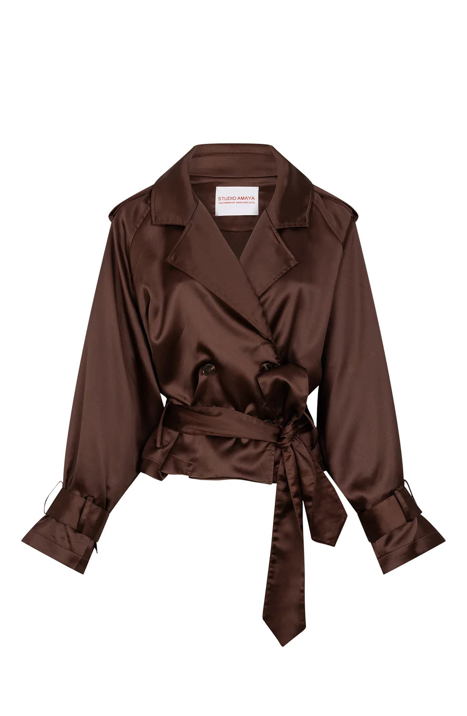 STUDIO AMAYA BLOUSE ELISSE JACKET SATIN BROWN