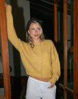 COLOURFUL REBEL VEST YARA KNITTED CARDIGAN OCHRE YELLOW