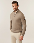 CAVALLARO PULLOVER MERINO HALF ZIP TRUI SAND