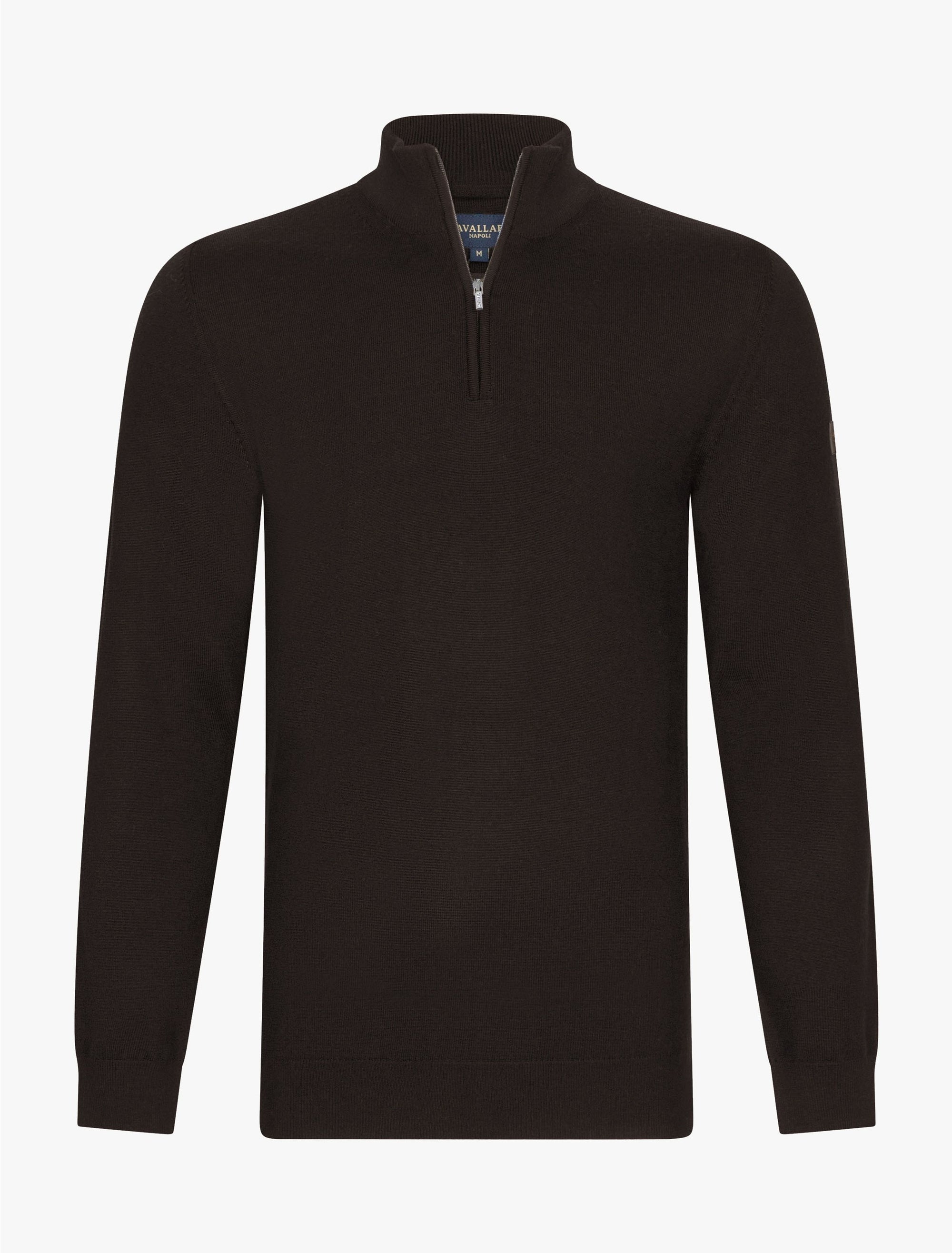 CAVALLARO PULLOVER MERINO HALF ZIP TRUI DARK BROWN