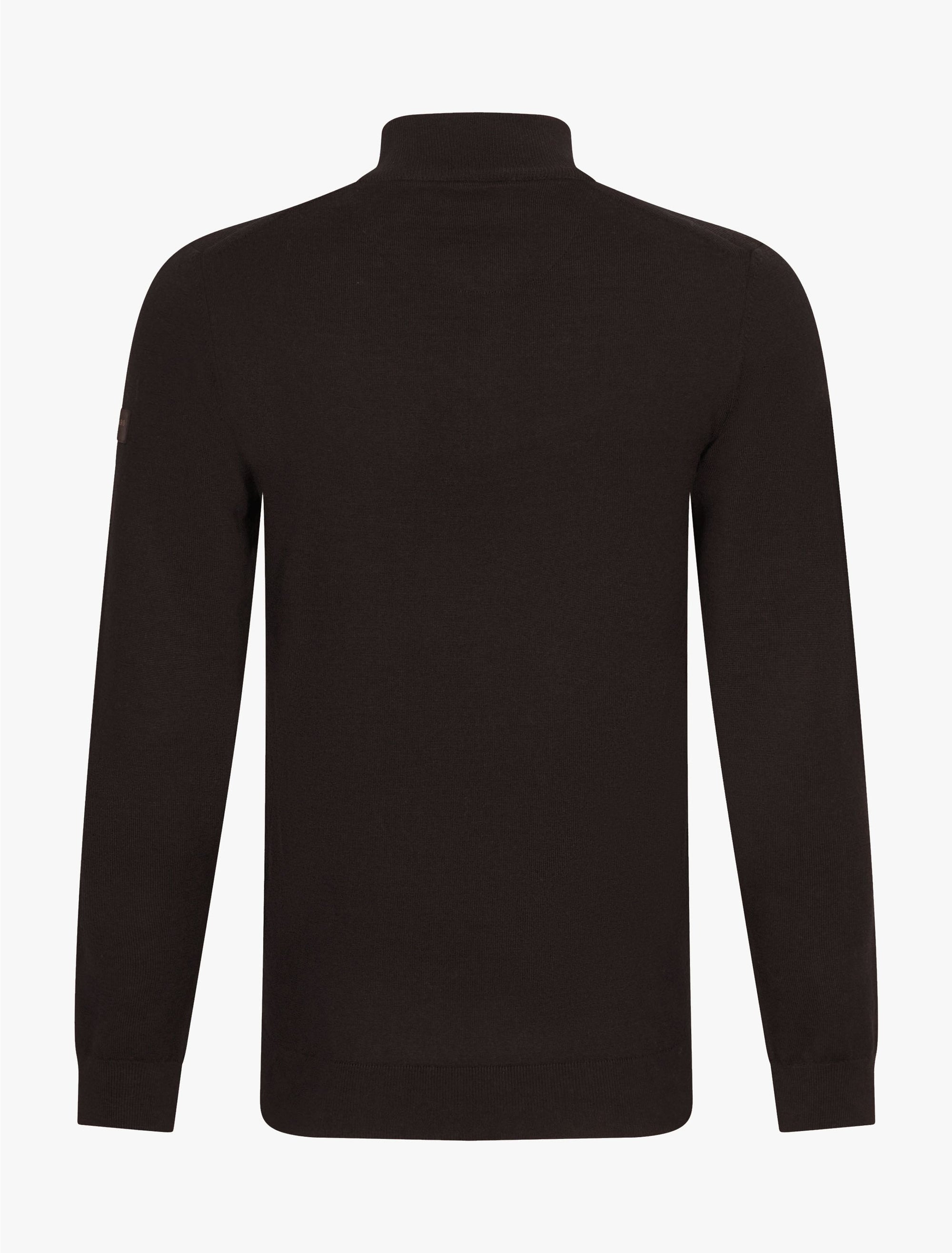 CAVALLARO PULLOVER MERINO HALF ZIP TRUI DARK BROWN