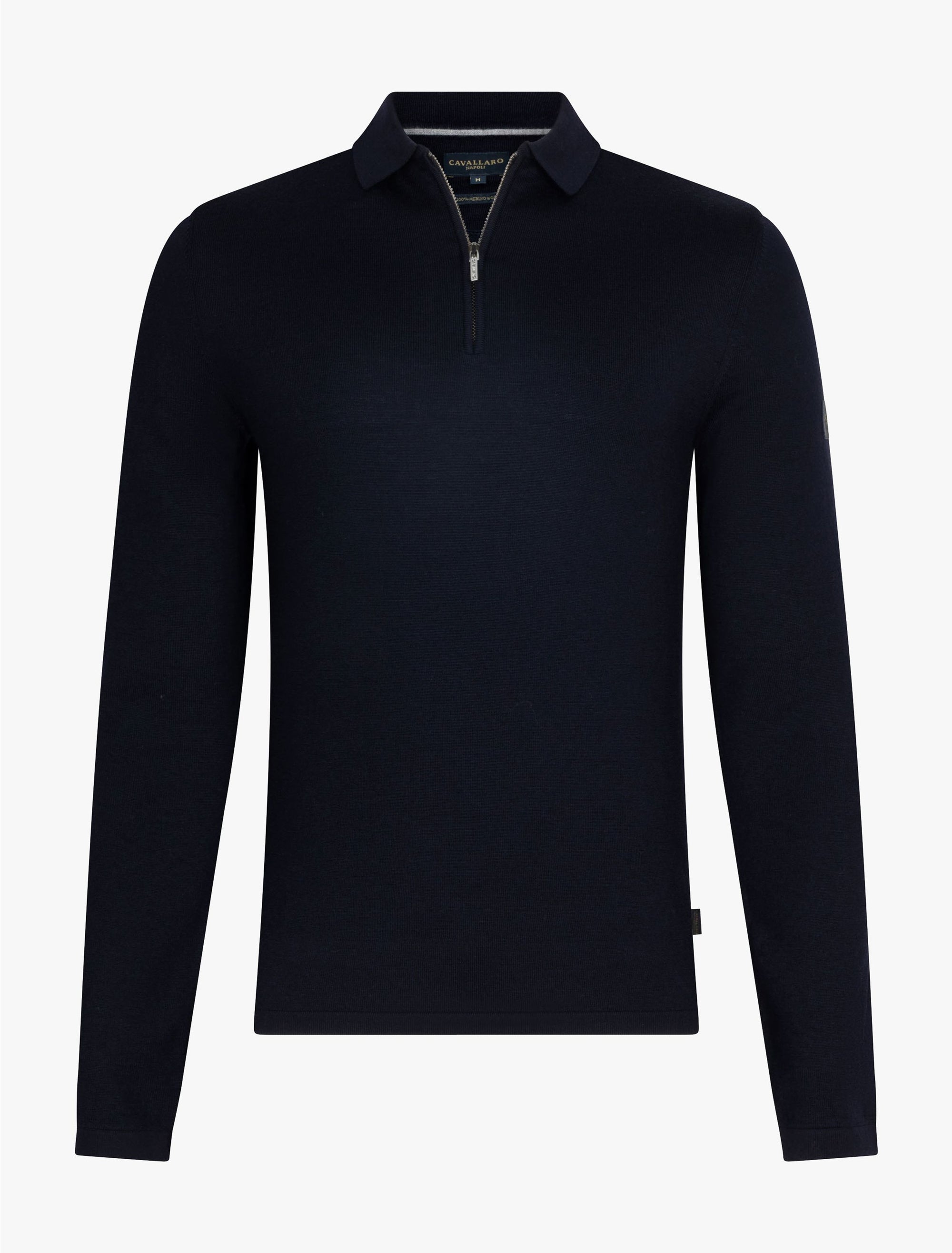 CAVALLARO PULLOVER MERINO ZIP POLO DARK BLUE