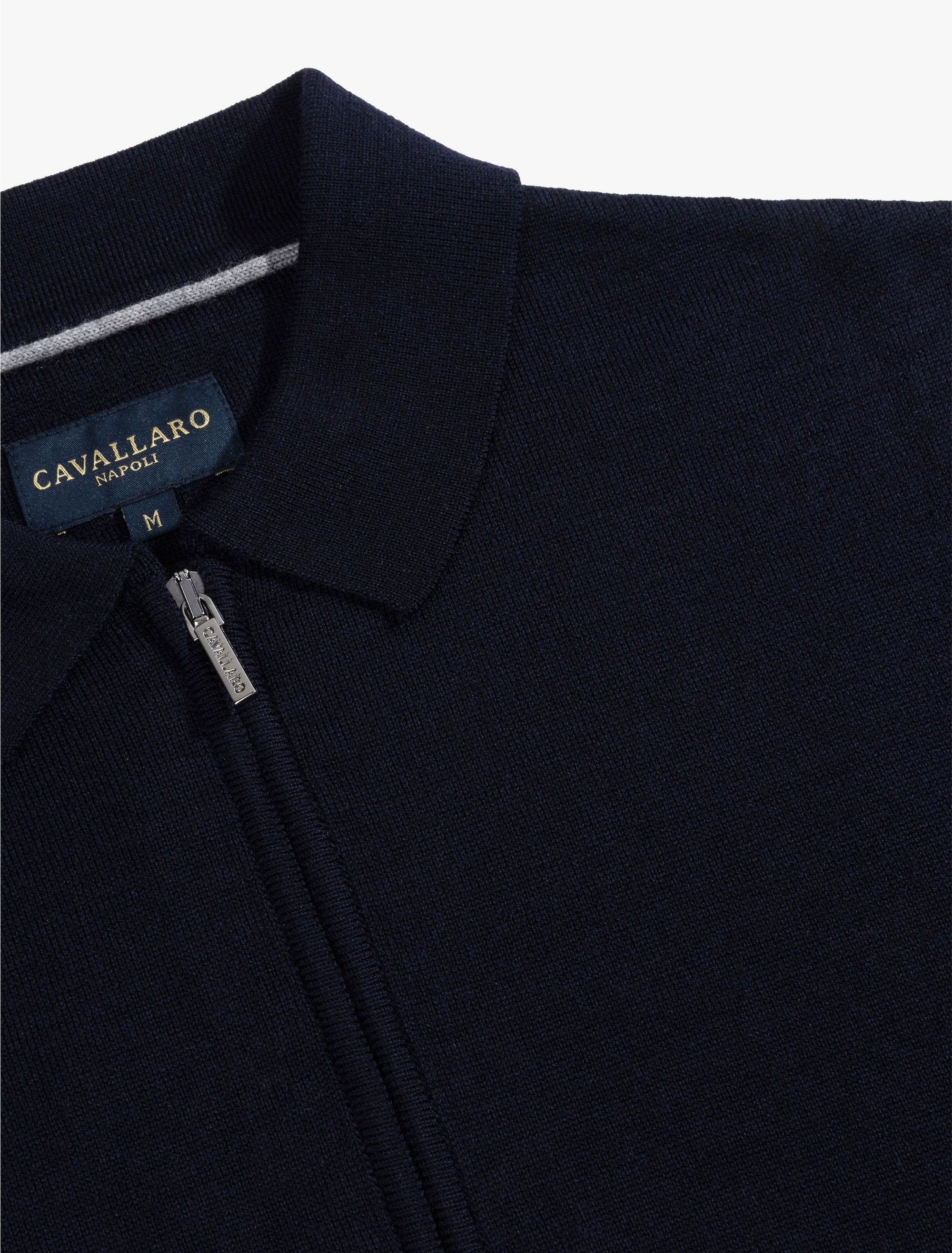 CAVALLARO PULLOVER MERINO ZIP POLO DARK BLUE