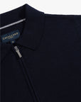 CAVALLARO PULLOVER MERINO ZIP POLO DARK BLUE
