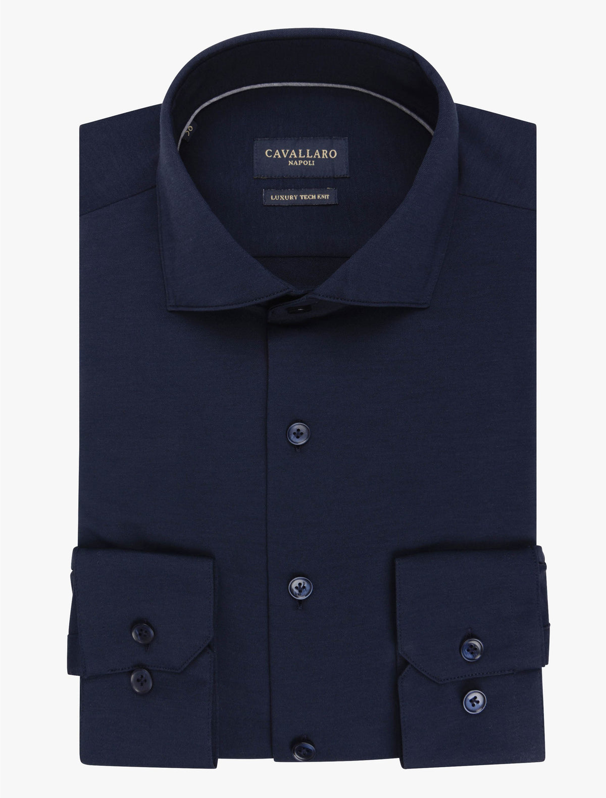 CAVALLARO OVERHEMD COMPATTIO LUXURY TECH KNIT DARK BLUE