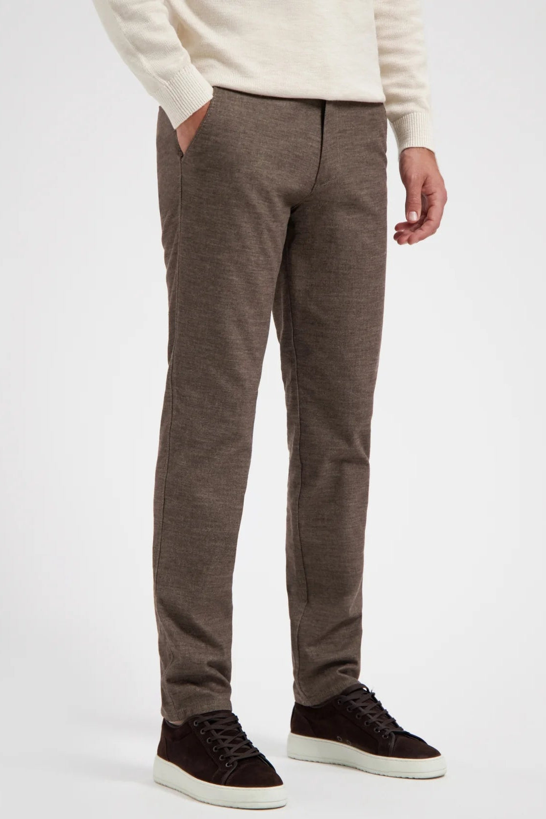 NORTH84 PANTS CHINO WOOL LOOK BROWN