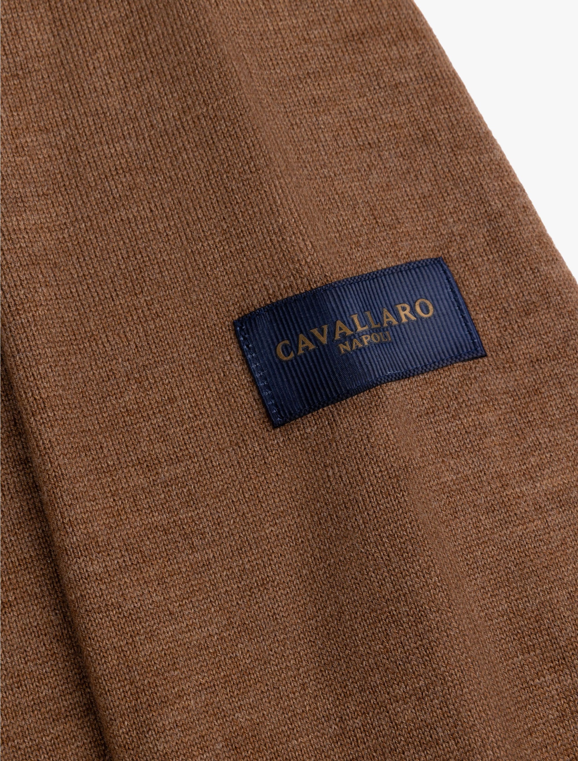 CAVALLARO PULLOVER MERINO ZIP POLO TAUPE