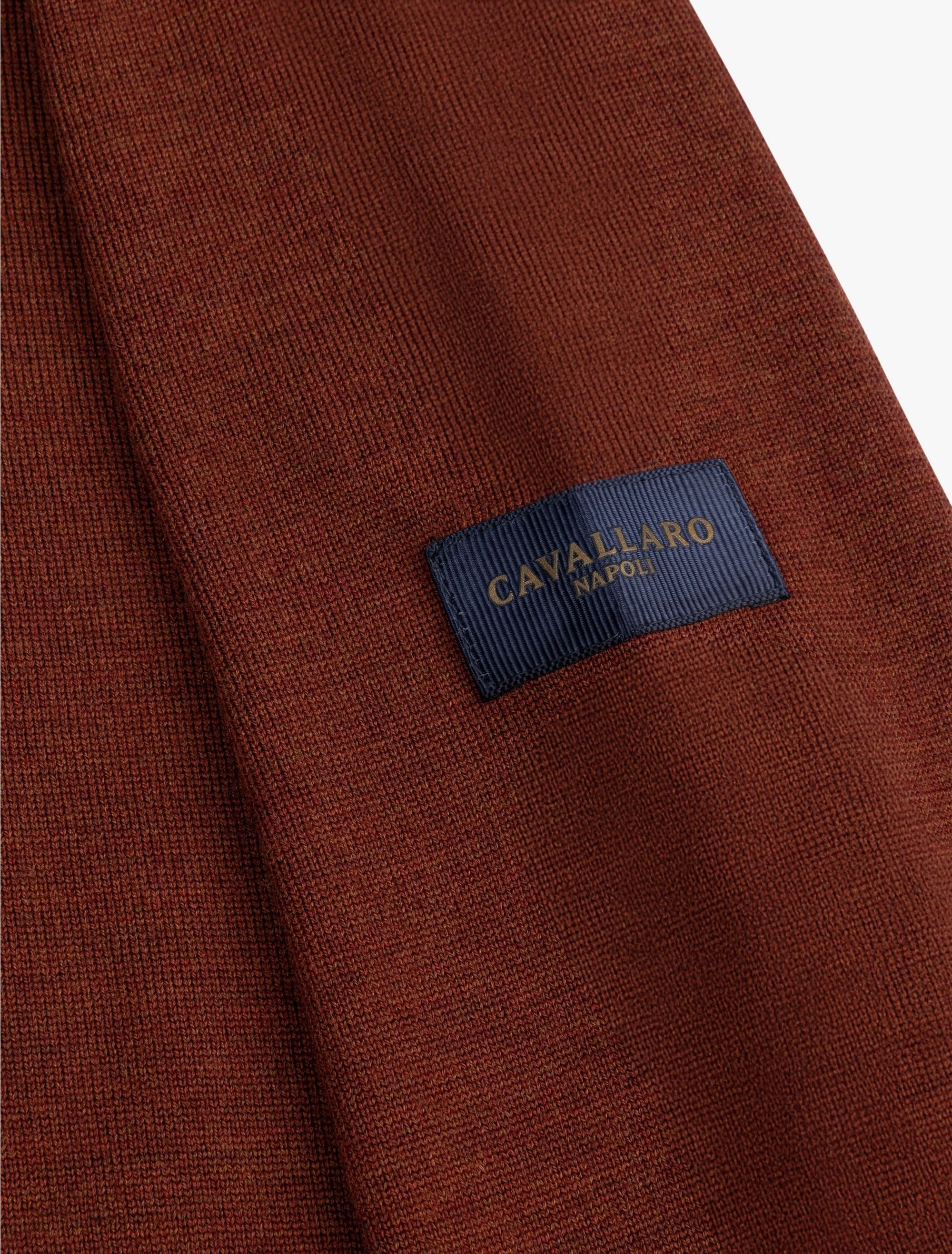 CAVALLARO PULLOVER MERINO HALF ZIP TRUI BURNT RED