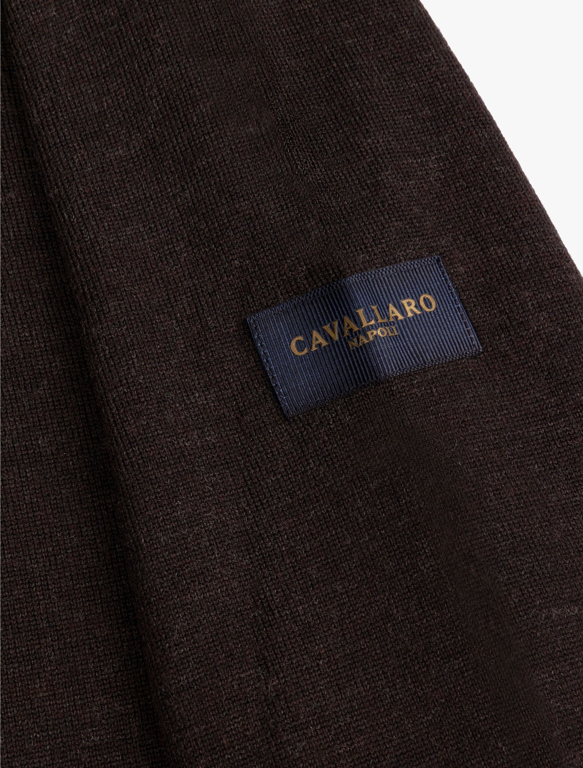CAVALLARO PULLOVER MERINO HALF ZIP TRUI DARK BROWN