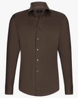 CAVALLARO OVERHEMD PIQUO SLIM FIT JERSEY DARK TAUPE