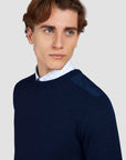 PAUL & SHARK PULLOVER SOFT COOL TOUCH WOOL CREWNECK BLUE