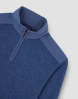 PAUL & SHARK PULLOVER HALF-ZIP SOFT COOL TOUCH WOOL VINTAGE INDIGO