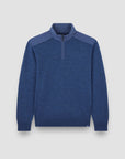 PAUL & SHARK PULLOVER HALF-ZIP SOFT COOL TOUCH WOOL VINTAGE INDIGO
