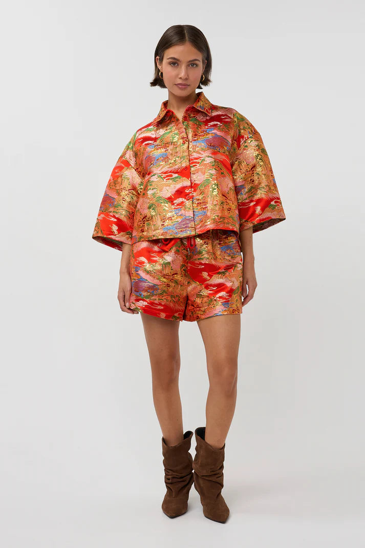 STUDIO AMAYA SHORT FLORA BOLD PRINT RED