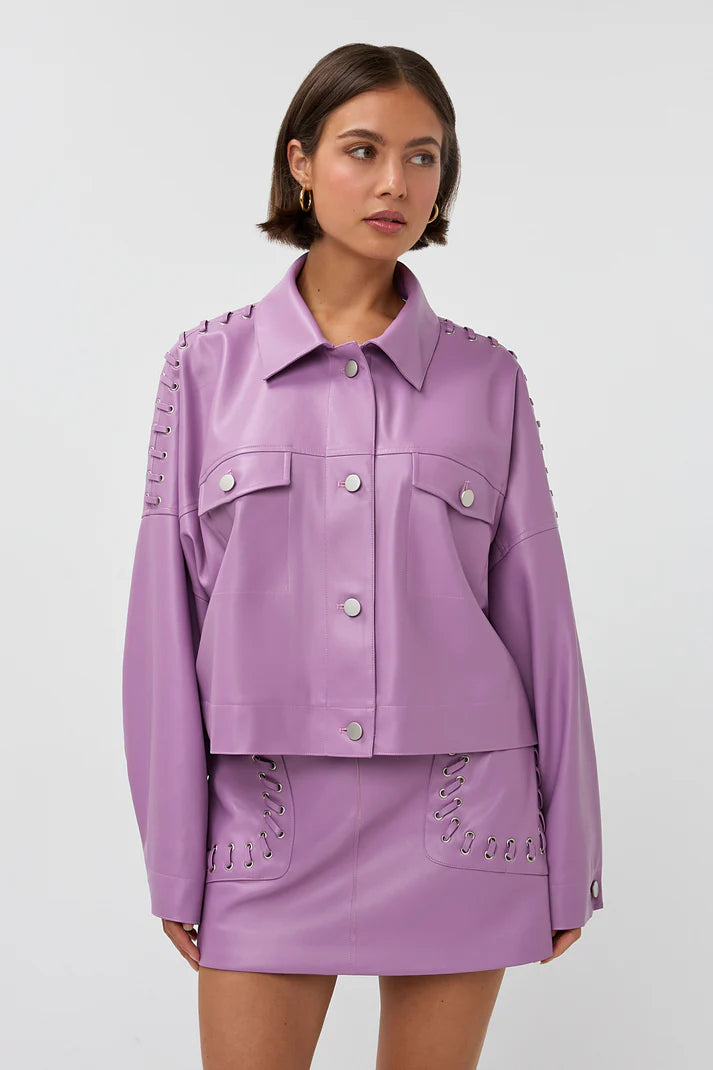 STUDIO AMAYA JAS ELINA JACKET VEGAN LEATHER LILA