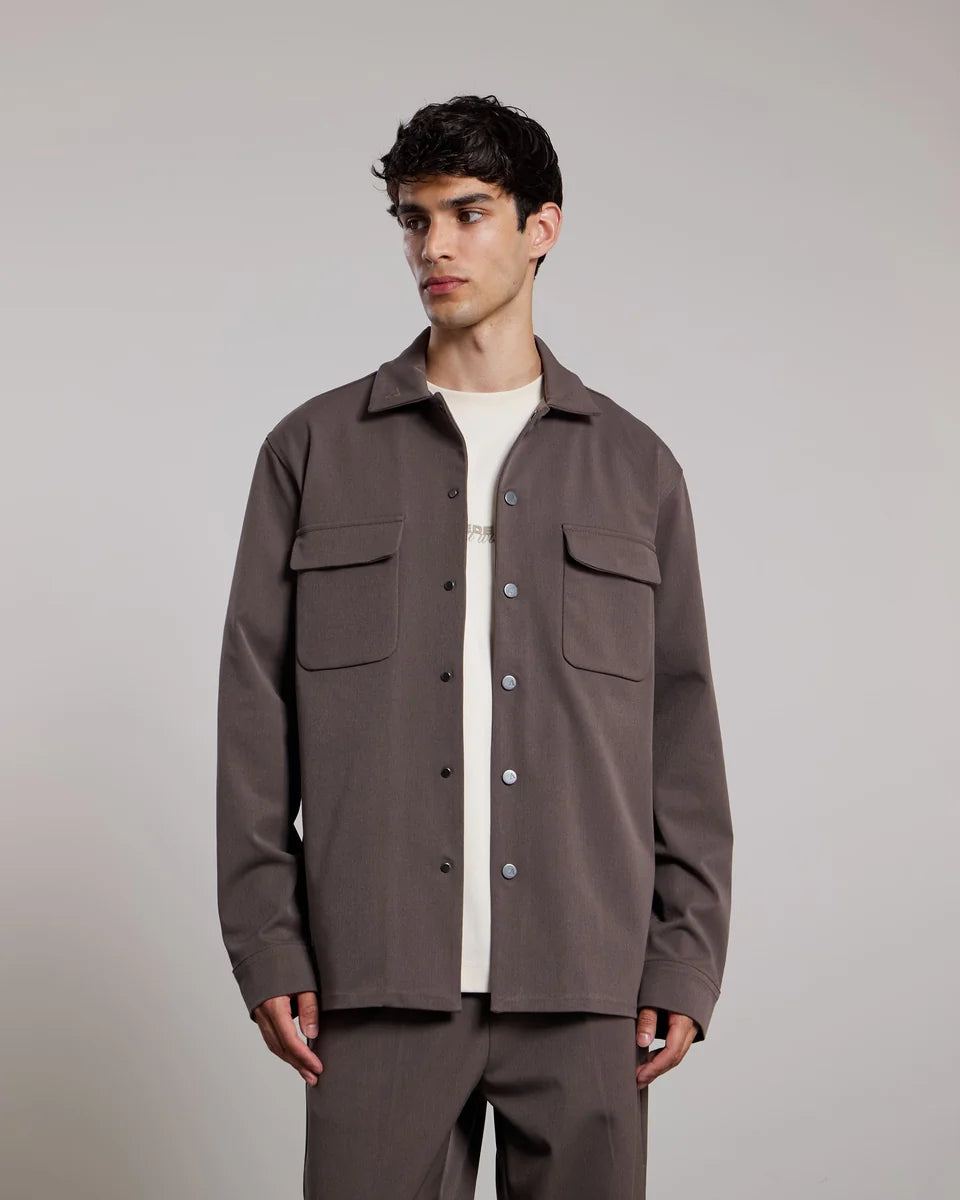 AEDEN OVERSHIRT ALBANO SHIRT DARK BROWN