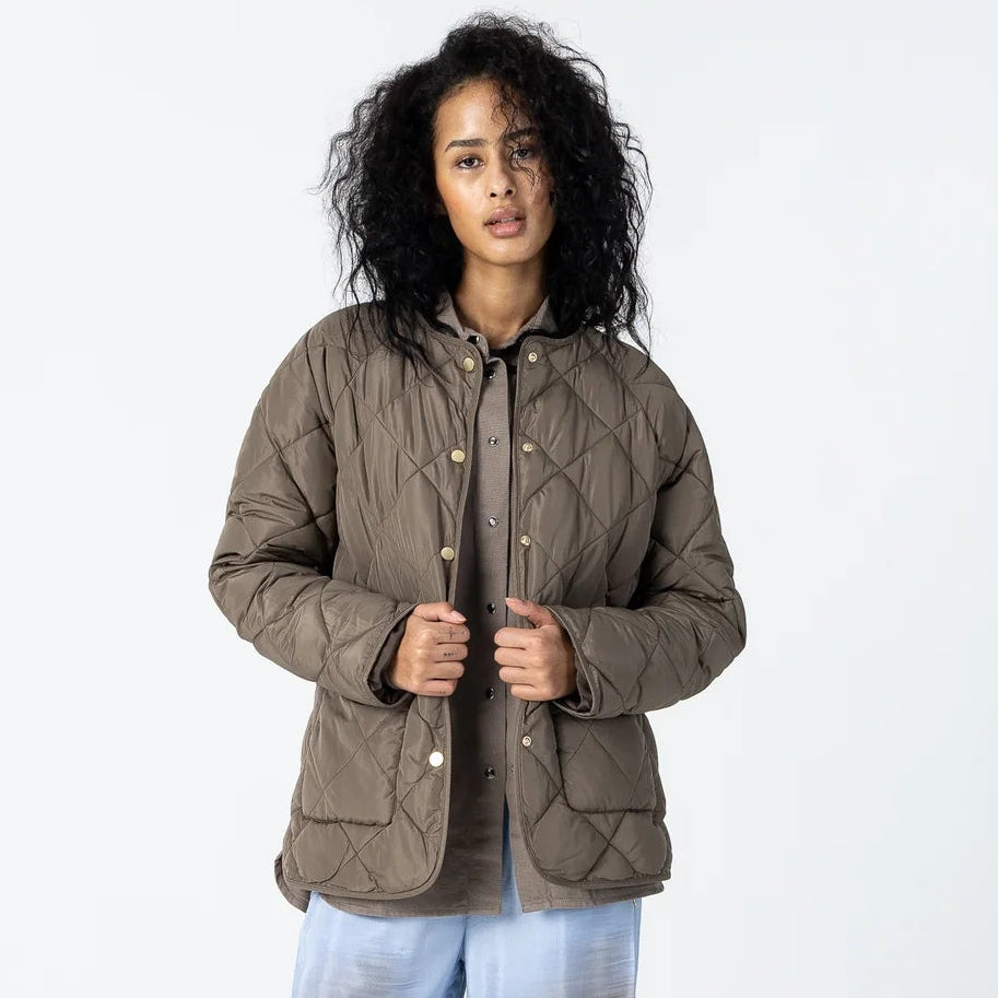 COSTER COPENHAGEN JACK ASTA QUILTED LOOSE JACKET WARM GREY