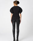 COSTER COPENHAGEN TOP ASYMETRIC WITH VOLUME SLEEVES BLACK